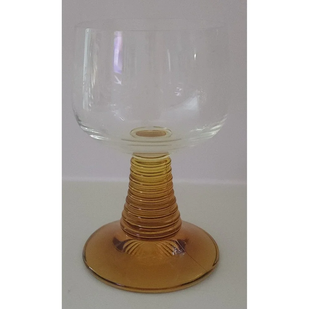 Roemer Luminarc Ribbed Amber Stem Beehive Wine Glasses‎ Barware Set Of 5